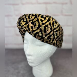 RARE Gucci Metallic Gold Black GG Women's Headband Turban
